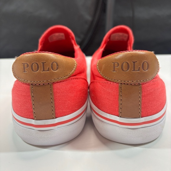 Polo Ralph Lauren Men's Shoes Thompson Wash Twill Slip On Sneakers 10D Red prep - Picture 8 of 11